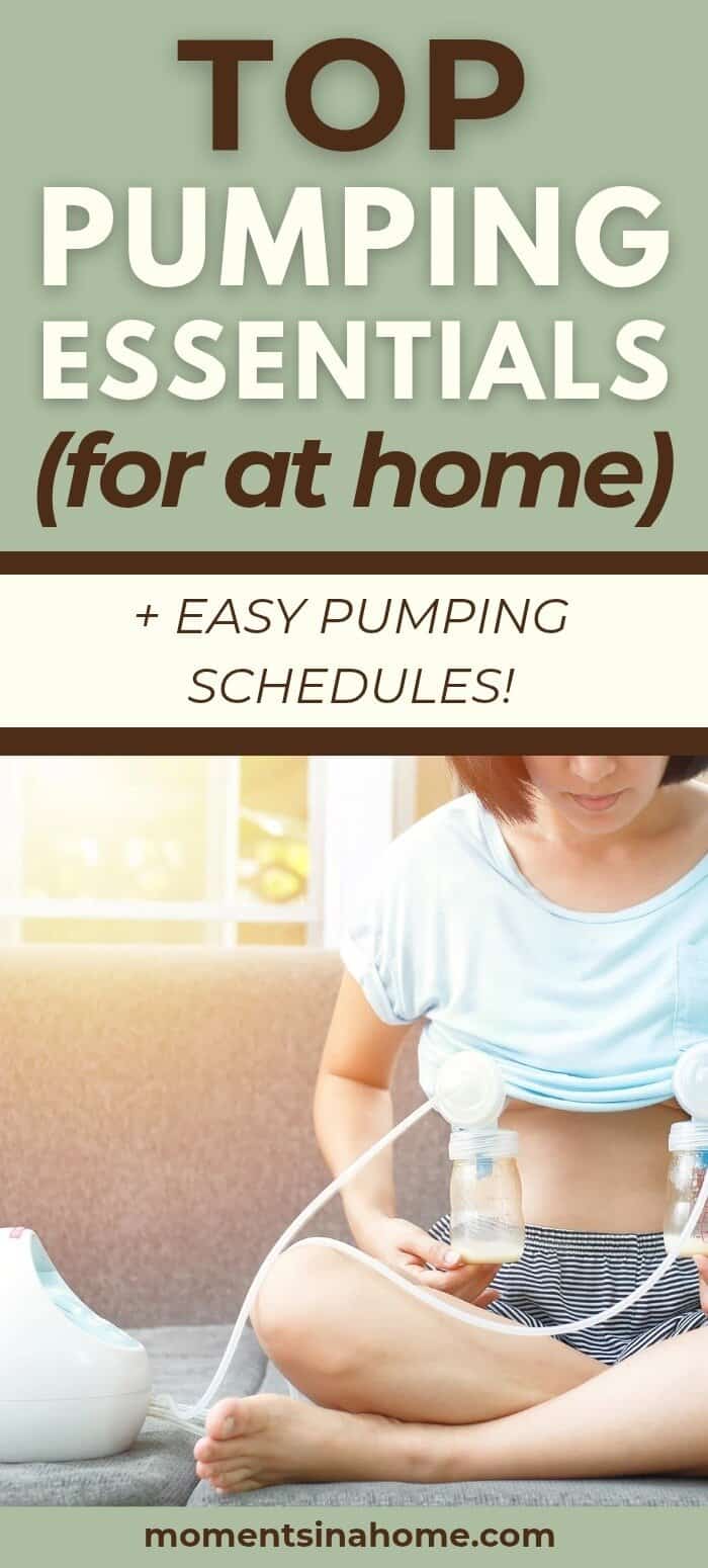 Mom using double electric breast pump during at-home session