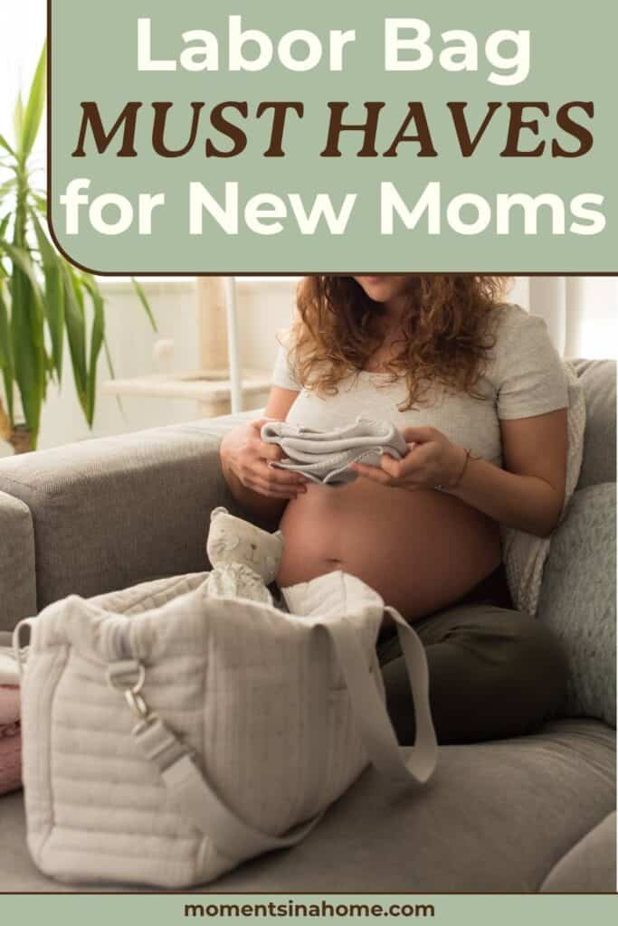  A pregnant woman packing her hospital bag for labor