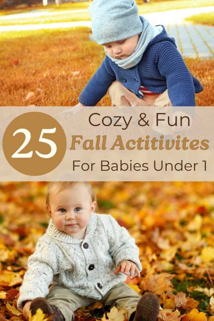 babies playing in autumn leaves for fun fall activities for babies under 1